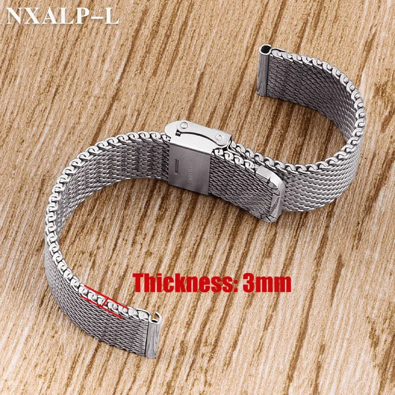 Bracelet de montre milanais en maille 1.0mm, pour DW pour Omega pour Seiko, Bracelet de montre à dégagement rapide en acier inoxydable 18mm 20mm 22mm 24mm
