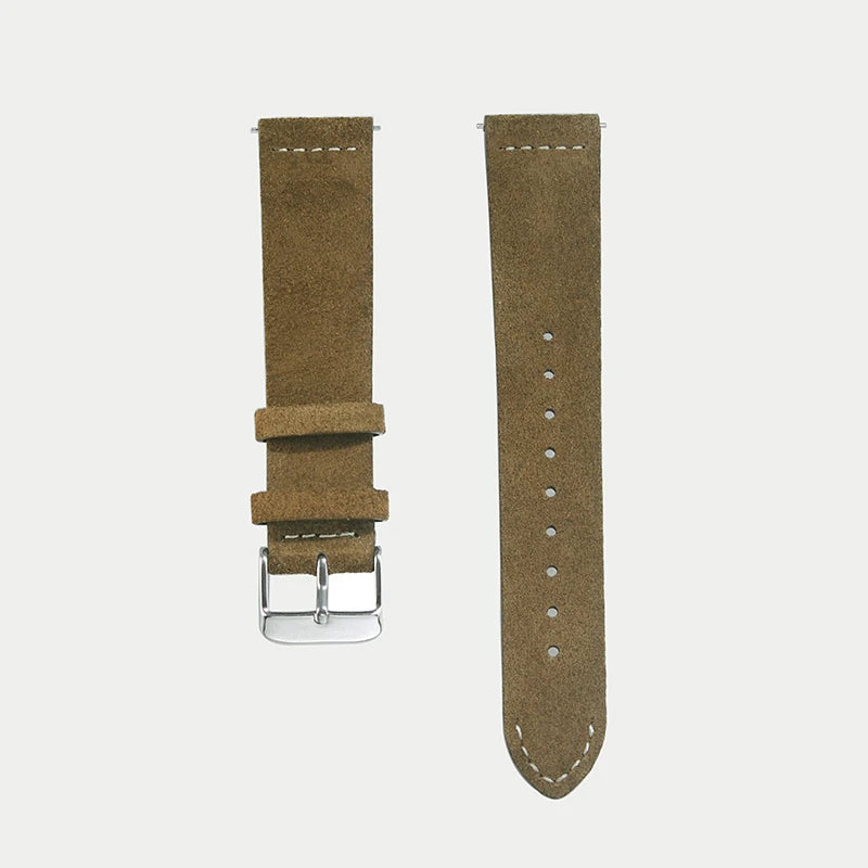 Bracelet de montre en cuir suédé véritable, vintage, 20mm, 22mm