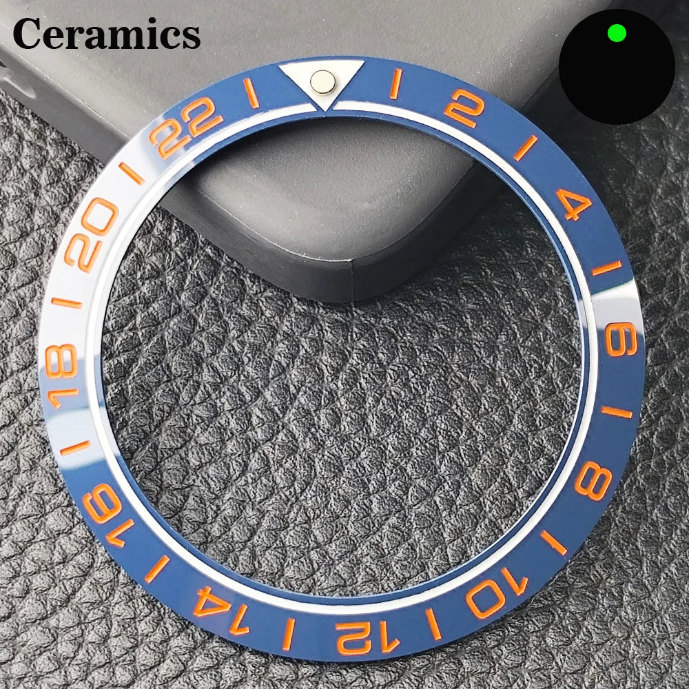 Insert de lunette incliné en céramique/aluminium 41.5mm x 32.7mm, adapté au remplacement de lunette de montre pour hommes, accessoires de montre