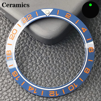 Insert de lunette incliné en céramique/aluminium 41.5mm x 32.7mm, adapté au remplacement de lunette de montre pour hommes, accessoires de montre