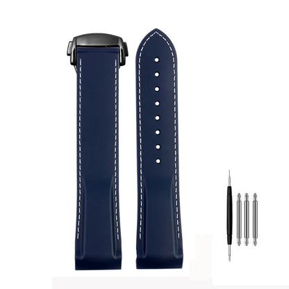 Cinturino per orologio da uomo in gomma e silicone, fibbia pieghevole, estremità curva, per Omega Seam84300 Speedmaster, 20 mm 21 mm 22 mm