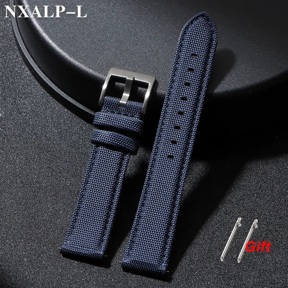 Cinturino per orologio in pelle di alta qualità, 20 mm 22 mm, per Seiko e Omega, tessuto di nylon, accessori per cinturini a sgancio rapido