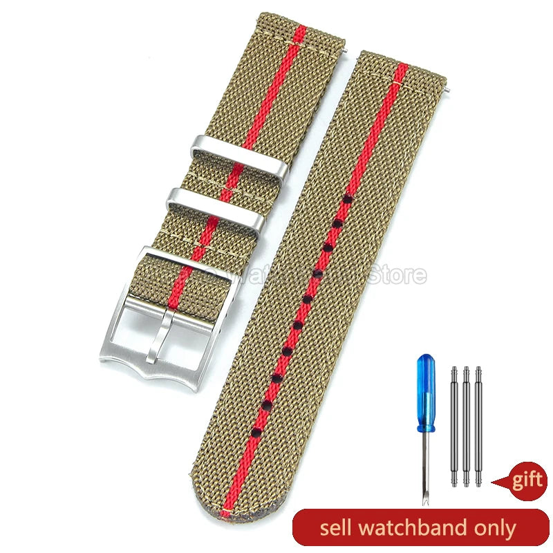 Bracelet en Nylon kaki bleu rouge 20 22mm, pour Tudor Black Bay Longines Seiko Citizen MIDO, résistant aux rides, facile à nettoyer