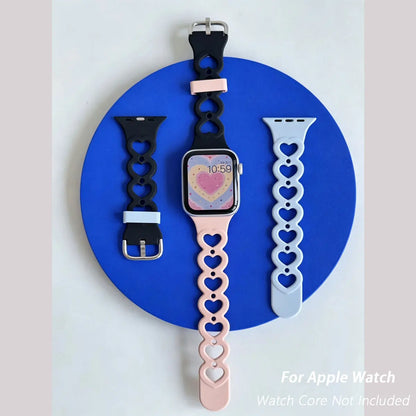 Nouveau bracelet de montre en silicone en forme de cœur pour Apple Watch S11 S10 S9 S8 7 6 5 4, bracelet respirant pour femmes, compatible avec iWatch Series 49 46 45 44 43 42 mm