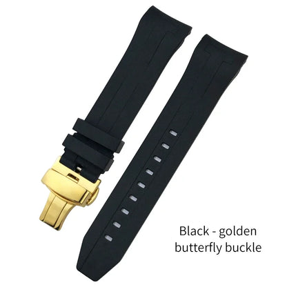 Curved End Rubber Watch Strap, 21mm 22mm, for Tissot T120 Seastar T120407A T120417A, Black Orange Silicone Watch Band