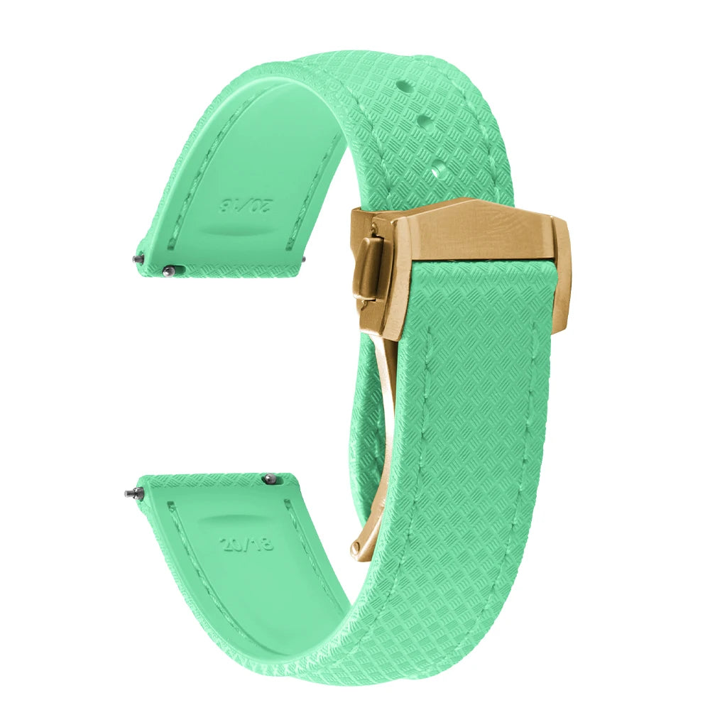 FKM Waterproof Rubber Watch Band Quick Release Deployment Clasp Straps 20mm 22mm Universal Watch Bracelet