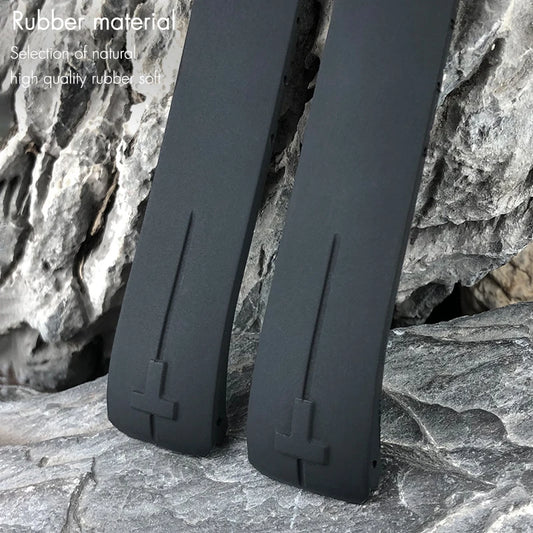 Cinturino per orologio in gomma e silicone da uomo, 21 mm, nero, arancione, morbido, per serie Tissot T033, T Touch T013.420, strumenti