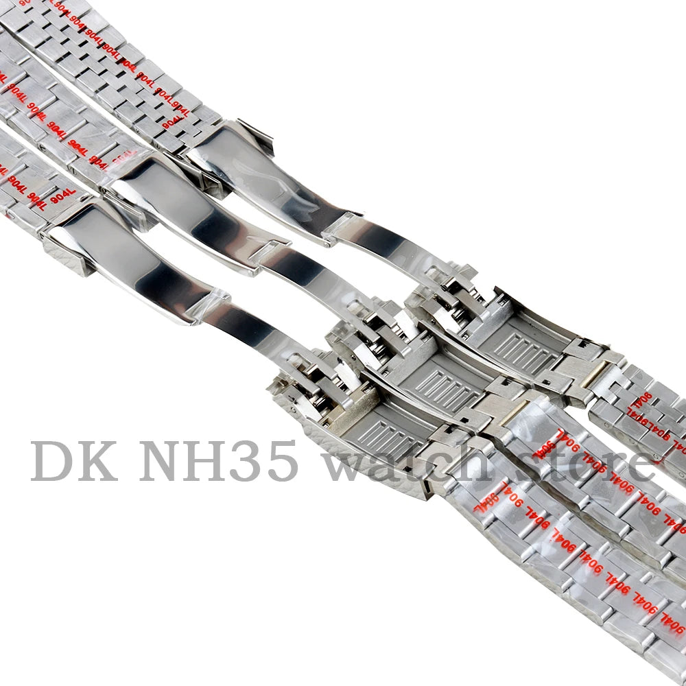 Solid stainless steel watch bracelet, 316L silver, 20mm, folding clasp, suitable for Sub Log NH35 NH36 watch cases, Presidential/Oyster bracelet