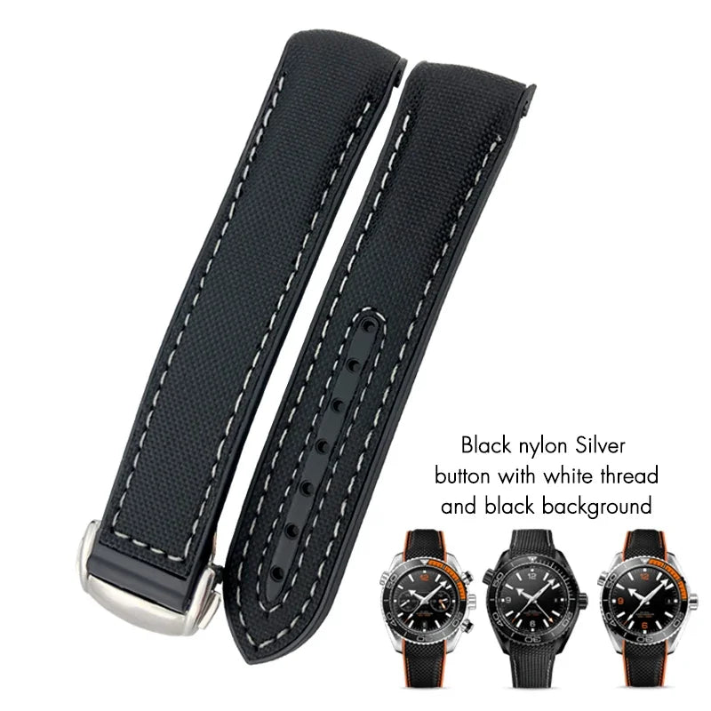 Cinturino per orologio in gomma silicone e nylon, 19mm 20mm 21mm 22mm, adatto per Longines HUAWEI GT2 Samsung MIDO Seiko SKX, cinturino per orologio sportivo