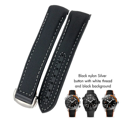 Cinturino per orologio in gomma silicone e nylon, 19mm 20mm 21mm 22mm, adatto per Longines HUAWEI GT2 Samsung MIDO Seiko SKX, cinturino per orologio sportivo