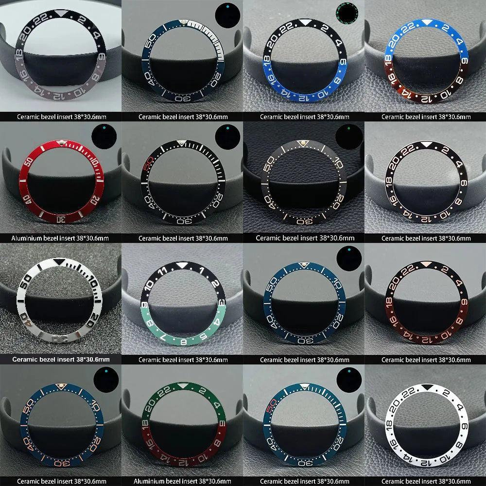 38mm x 30.6mm Sloped Ceramic Bezel GMT and Diving Watch Insert for 40mm Men's Watch Replacement Watch Bezel Inserts