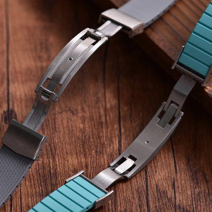 Cinturini per orologi in gomma Delugs CTS Fkm da 20 mm con fibbia a farfalla, 4 colori, texture unica, cinturino per orologi a sgancio rapido per orologi di marca