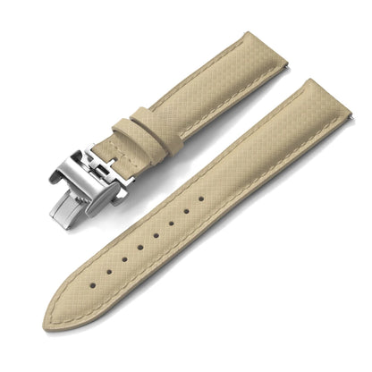 STAPELP – Fabric Sailcloth Strap, 18mm, 19mm, 20mm, 22mm, Top FKM + Leather Base, Textured Rubber Watch Straps, Quick Release Pin Buckle