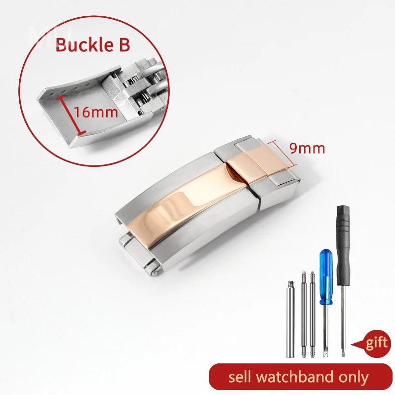 Original folding clasp in 904L stainless steel, for Rolex watch, frosted brushed silver, new Version Submariner 9x9 9x16mm