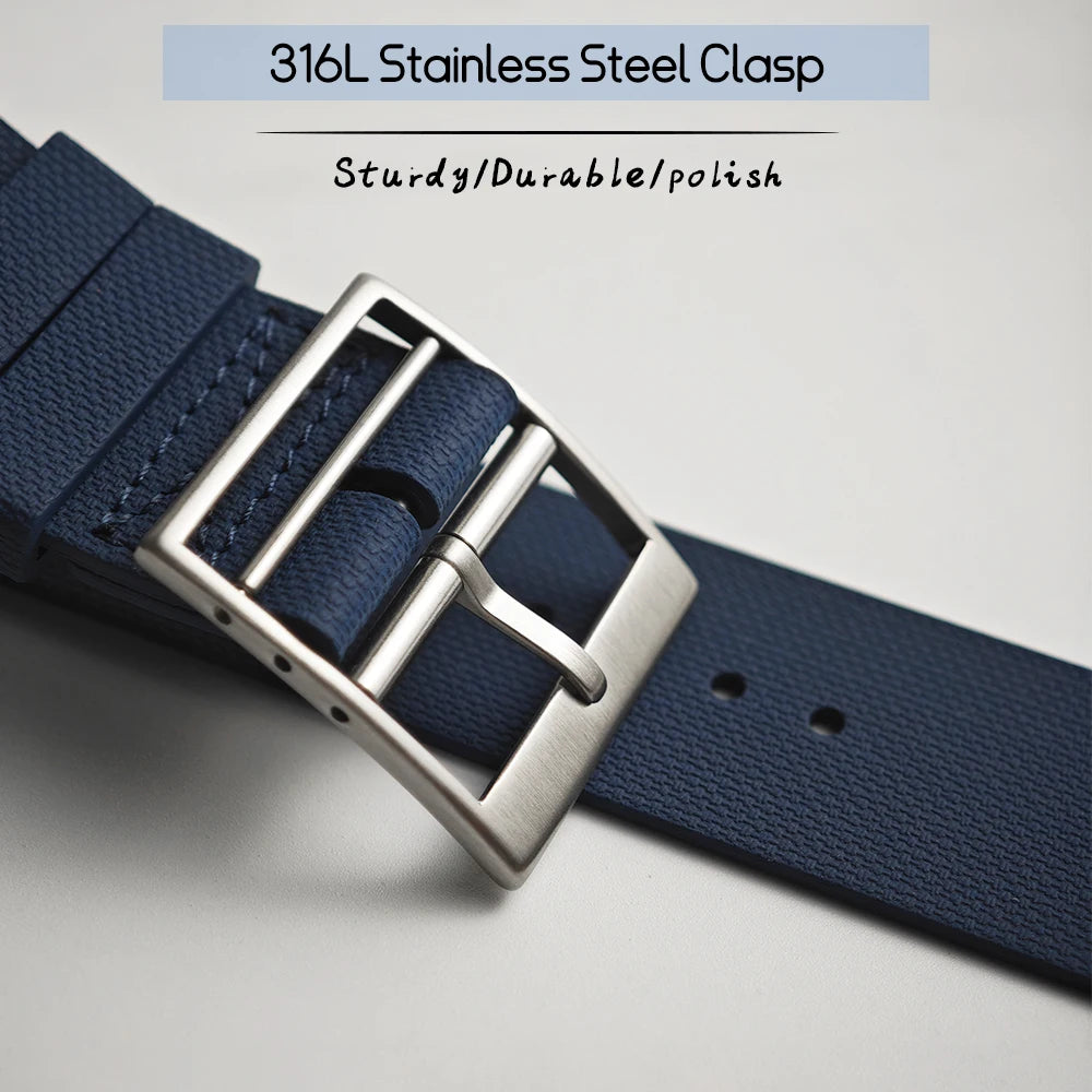FKM Fluoro Rubber Watch Strap, 19mm 20mm 21mm 22mm, for Tudor Black Bay 1958 SEIKO SKX Longines Omega IWC Rolex, Soft