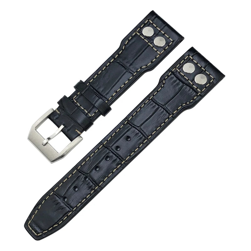 20mm 21mm 22mm Bracelet de montre pour IWC Big Pilot Spitfire TOP GUN marron noir Bracelet de montre Bracelet en cuir véritable Bracelet de montre