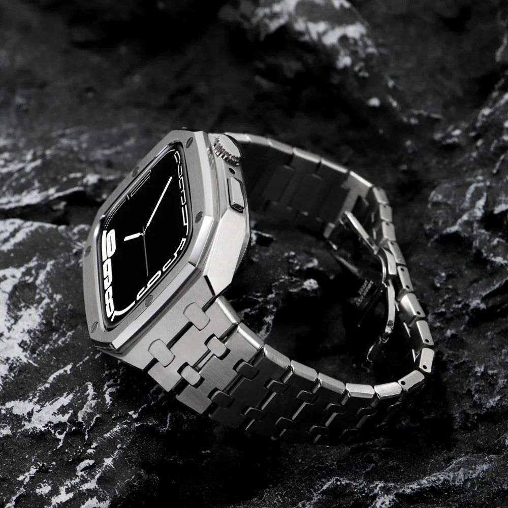 Kit di modifica per Apple Watch 45 mm 44 mm, telaio in metallo, kit di modifica per iWatch Series 6 5 4 SE, accessori