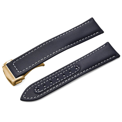 Bracelet de montre en Nylon en tissu voile, 20mm 22mm, en cuir, pour Omega Seamaster Swatch, boucle pliante, Bracelet universel
