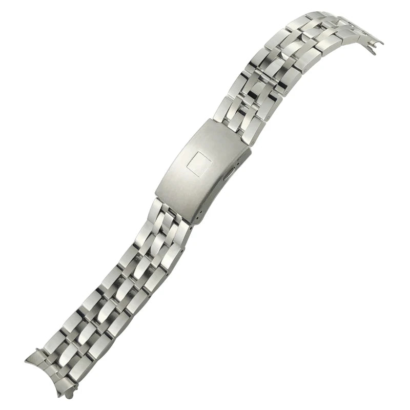 Cinturino per orologio in acciaio inossidabile argentato, 19mm 20mm, per Tissot T 1853 T41 T17 T006 PRC200 T014, estremità curva, fibbia a farfalla