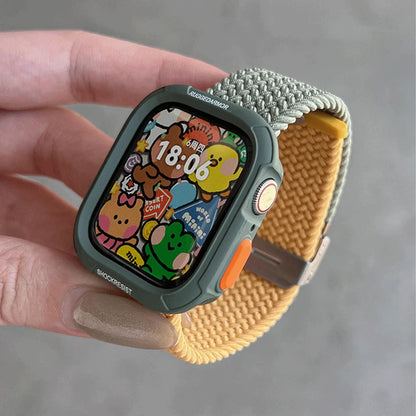 Étui à bonbons + bracelet pour Apple Watch Series 11 10 9 8 7 45mm 41 Band SE 6 5 4 44 40mm, bracelet en nylon pour iwatch Ultra 49mm