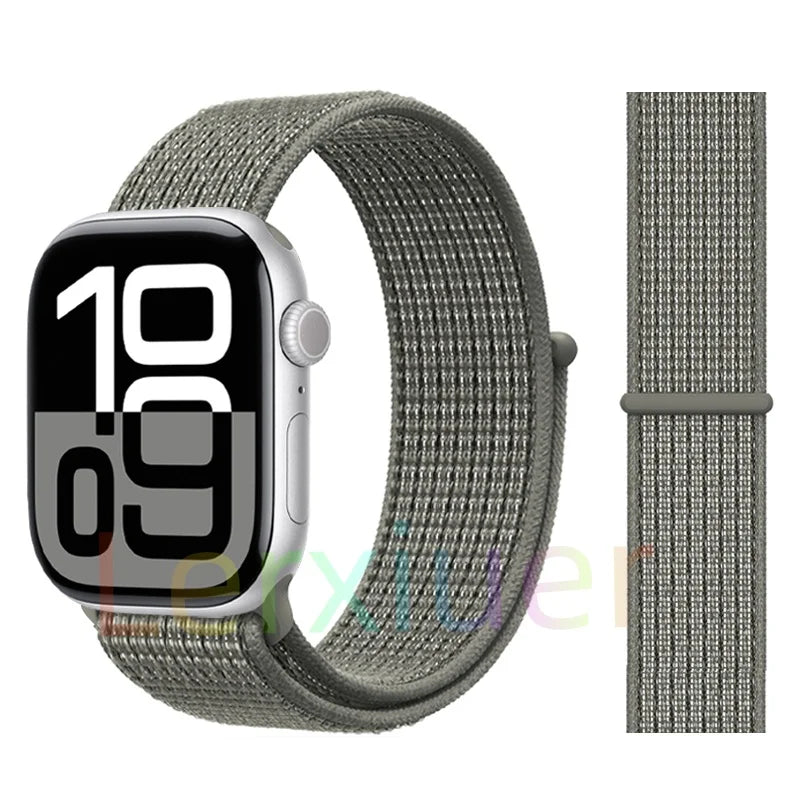 适用于 Apple Watch 46mm 44mm 45mm 40mm 41mm 42mm 的尼龙回环表带，适配 iWatch 系列 11 10 9 SE 8 7 6 5 4 Ultra 3 2 49mm