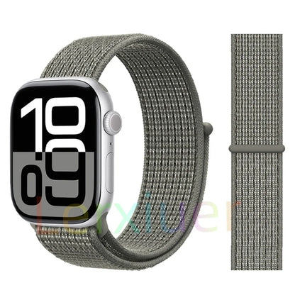 适用于 Apple Watch 46mm 44mm 45mm 40mm 41mm 42mm 的尼龙回环表带，适配 iWatch 系列 11 10 9 SE 8 7 6 5 4 Ultra 3 2 49mm