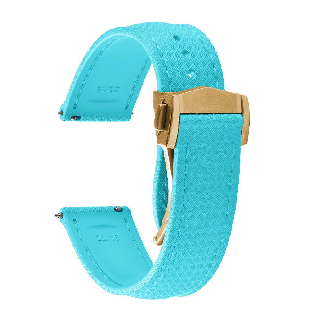FKM Waterproof Rubber Watch Band Quick Release Deployment Clasp Straps 20mm 22mm Universal Watch Bracelet