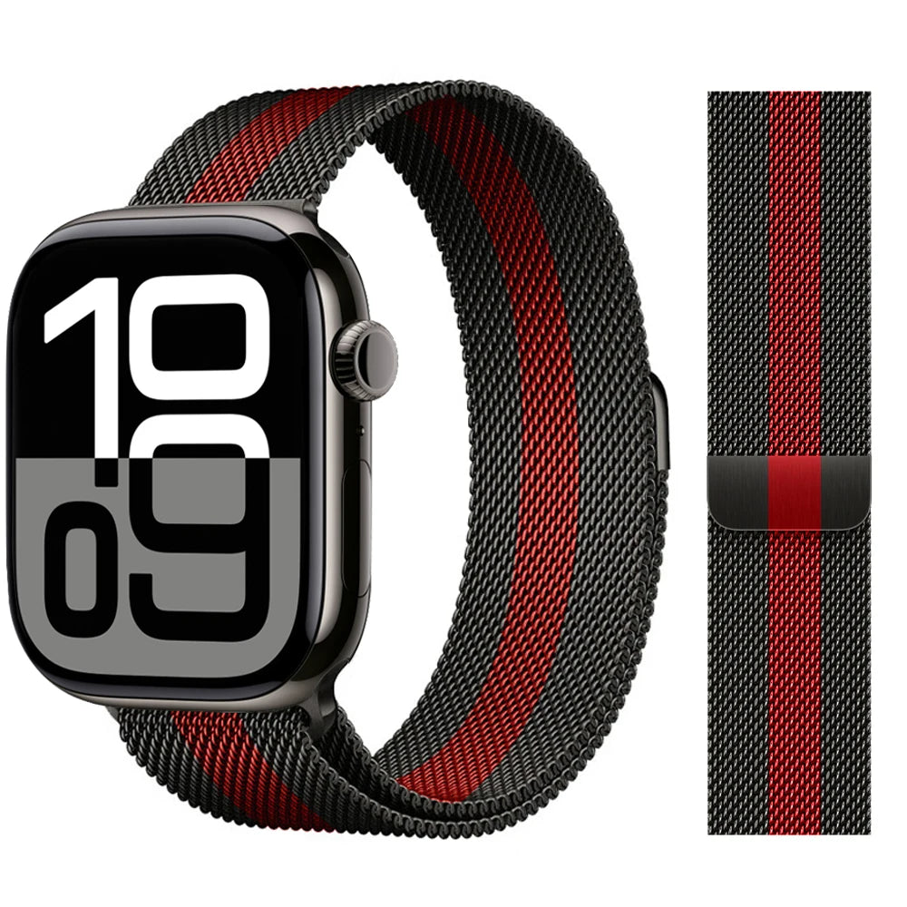 Apple Watch 米兰尼斯表带，46mm 44mm 45mm 40mm 42mm 41mm，适配 iWatch 系列 11 10 9 8 SE 7 6 Ultra 3 2