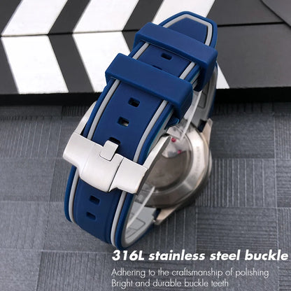 Bracelet de montre en caoutchouc naturel à extrémité incurvée de 23mm, pour Blancpain five Fathoms 5000 5015, en Silicone souple, noir, étanche