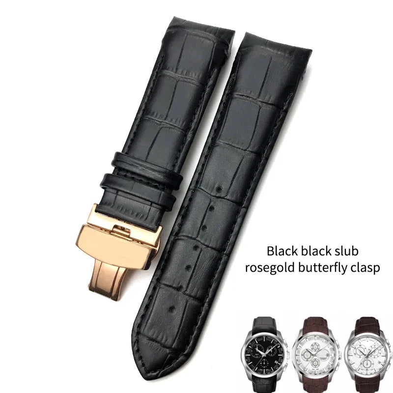 Cinturino per orologio in vera pelle 22mm 23mm 24mm adatto per Tissot T 035617 T035 cinturino in pelle di vacchetta nera fibbia deployante uomo