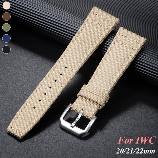 Bracelet de montre en toile de nylon pour pilote IWC, bracelet de montre de sport étanche, ceinture de poignet en cuir de vachette, bracelet pour homme et femme, 20mm, 21mm, 22mm