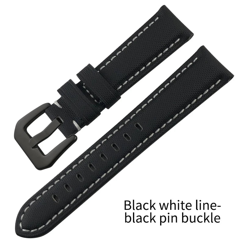 Cinturino per orologio in tela di nylon da uomo, 20mm, 21mm, 22mm, 23mm, 24mm, 25mm, 26mm, per Panerai Seiko Breitling Citizen, cinturino universale in pelle