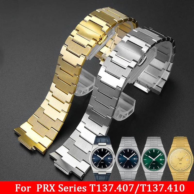 Massives Edelstahlarmband für Tissot PRX 35 mm/40 mm, spezielle Anstoßbreite, Ersatzteile für modische Uhrenarmbänder