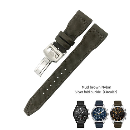 Cinturino per orologio in pelle di vitello e nylon di alta qualità, 20 mm 21 mm 22 mm, per IWC Pilot SPITFIRE MARK18 Portofino TOP GUN IW3777
