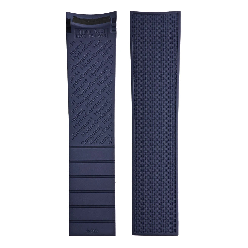 FKM Fluoro Rubber Watch Strap, 21mm, Premium Quality, for Longines Hydroconquest L3.781 782 742 Conquest L3, Sport Dive Watch Band
