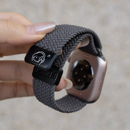 Bracelet en nylon tressé avec motif chien musical et fermoir magnétique pour Apple Watch S11 S10 S9 S8 Ultra SE3 49mm 42mm 45mm 44mm 46mm S10 42mm