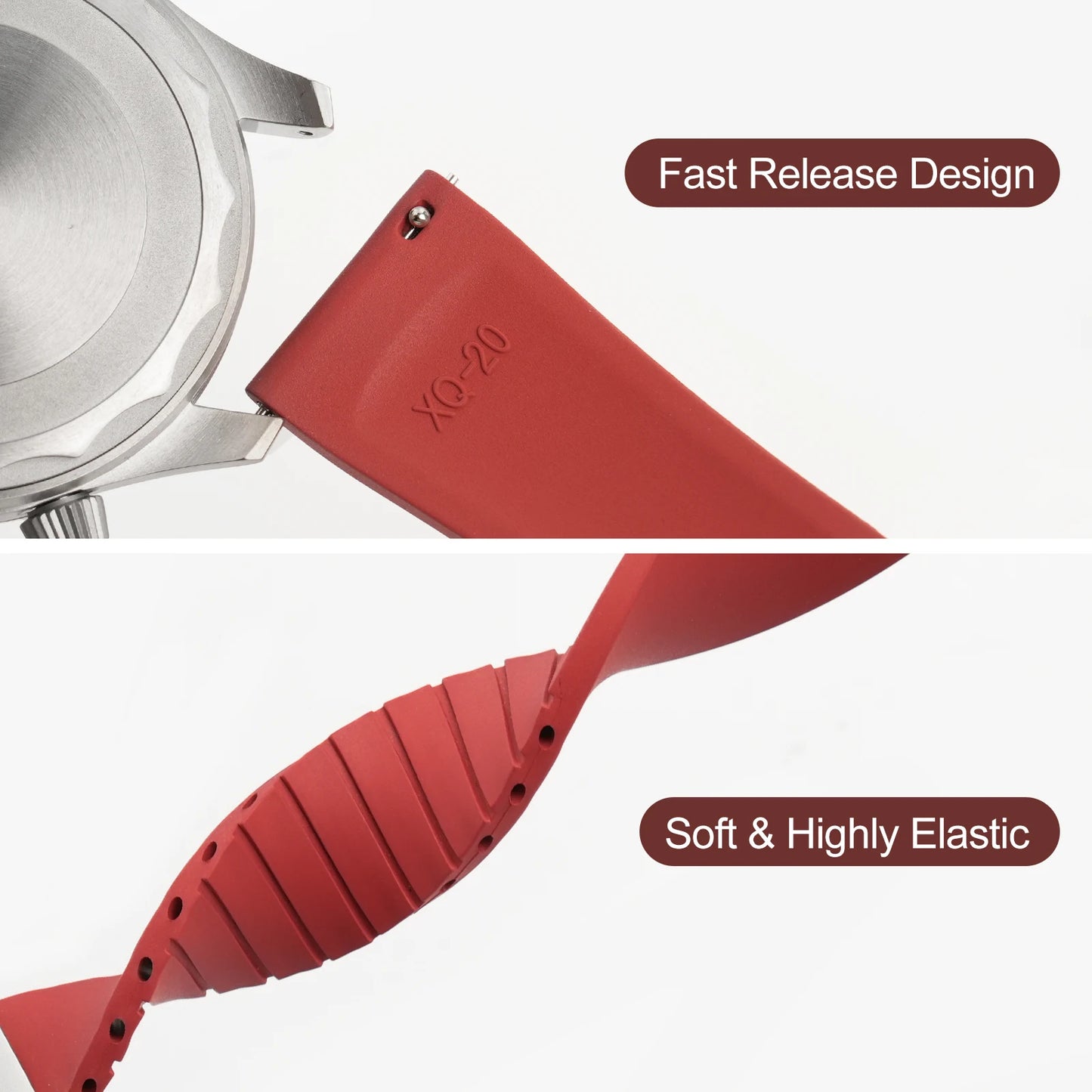 Nouveau bracelet de montre en caoutchouc fluoré CTS 18mm 19mm 20mm 21mm 22mm boucle pliante à dégagement rapide bracelets de montre FKM bracelet pour couper à la taille