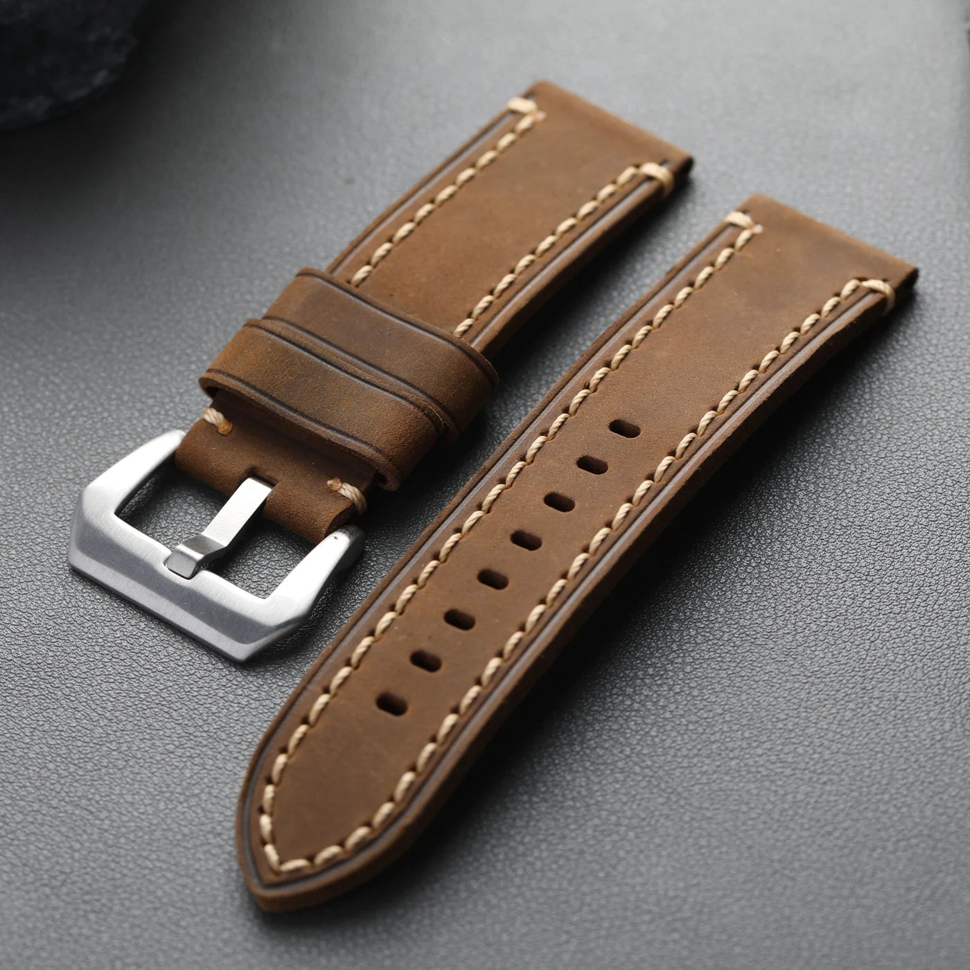 Handmade first layer cowhide watch strap, 20, 22, 23, 24MM, vintage brown leather watch band, suitable for men's watches