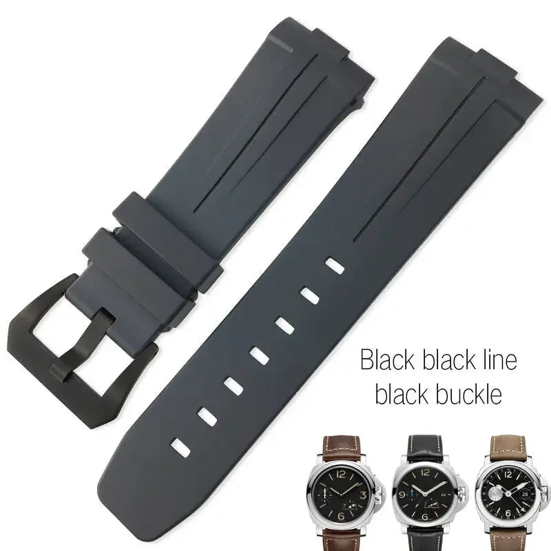 Bracelet de montre en caoutchouc naturel à extrémités courbes, 24mm, pour Panerai LUMINOR PAM00357 00111 01312, bracelet de montre en Silicone, outils gratuits