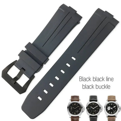 Bracelet de montre en caoutchouc naturel à extrémités courbes, 24mm, pour Panerai LUMINOR PAM00357 00111 01312, bracelet de montre en Silicone, outils gratuits