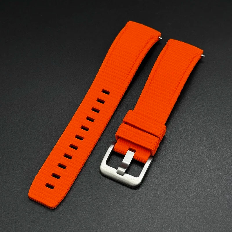 Cinturino in gomma FKM curvo a sgancio rapido per Omega Seamaster, Rolex, Seiko, Longines, Tissot, 20 mm, 21/22 mm