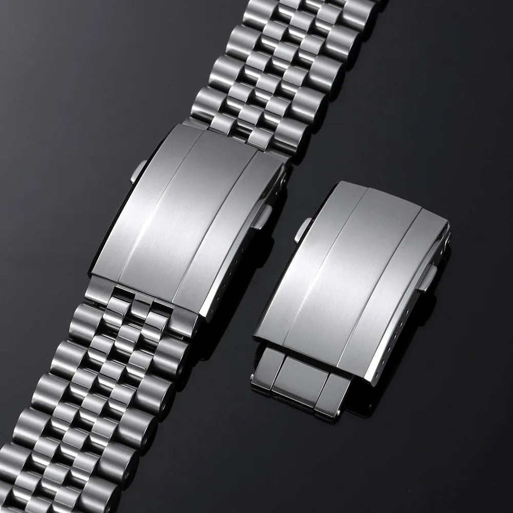 New Premium Quality Universal Double Snap Folding Clasp, 18mm 20mm, Stainless Steel Watch Band Buckle