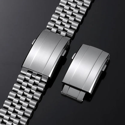 New Premium Quality Universal Double Snap Folding Clasp, 18mm 20mm, Stainless Steel Watch Band Buckle