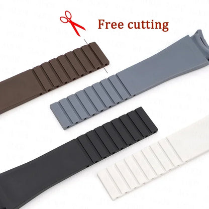 Curved Rubber Watch Strap for Omega x Swatch MoonSwatch, 20mm Folding Clasp for Men and Women, TPU Replacement Band for Rolex Submariner