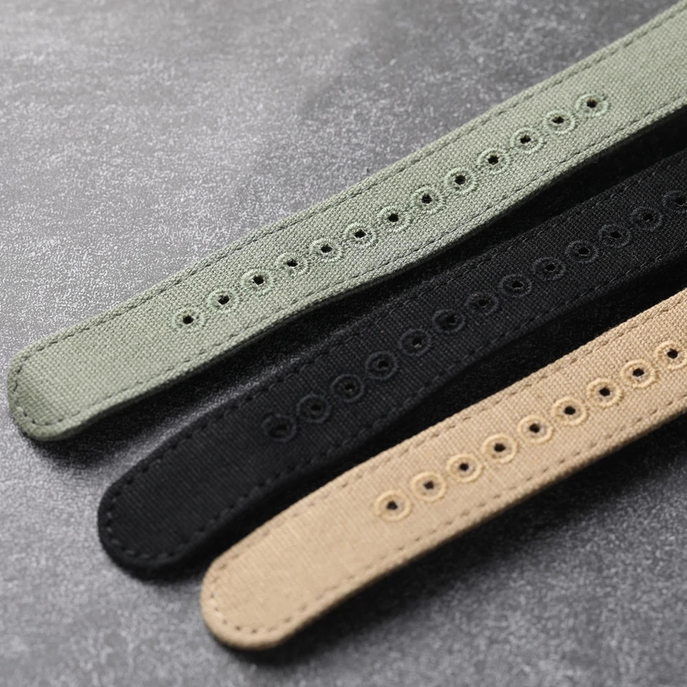 Cinturino in tela rinforzata morbida, impermeabile, anti-sudore, anti-polvere, cinturino morbido nero e verde, cinturino per orologio non in nylon, 20mm, 22mm