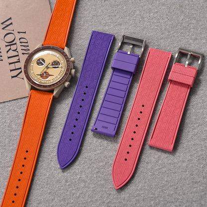 FKM Mosaic Rubber Watch Strap, 20mm 22mm, Quick Release, for Sport Diver, for Rolex Seiko Omega Cartier, Universal Belt