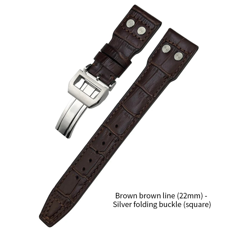 Bracelet de montre en cuir de vachette Rivet Optics, bracelet de montre en cuir véritable, IWC, Suffino 77, Suff5009, Big Pilot, Spitfire, Le Petit Prince, 21mm, 22mm