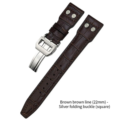 Bracelet de montre en cuir de vachette Rivet Optics, bracelet de montre en cuir véritable, IWC, Suffino 77, Suff5009, Big Pilot, Spitfire, Le Petit Prince, 21mm, 22mm