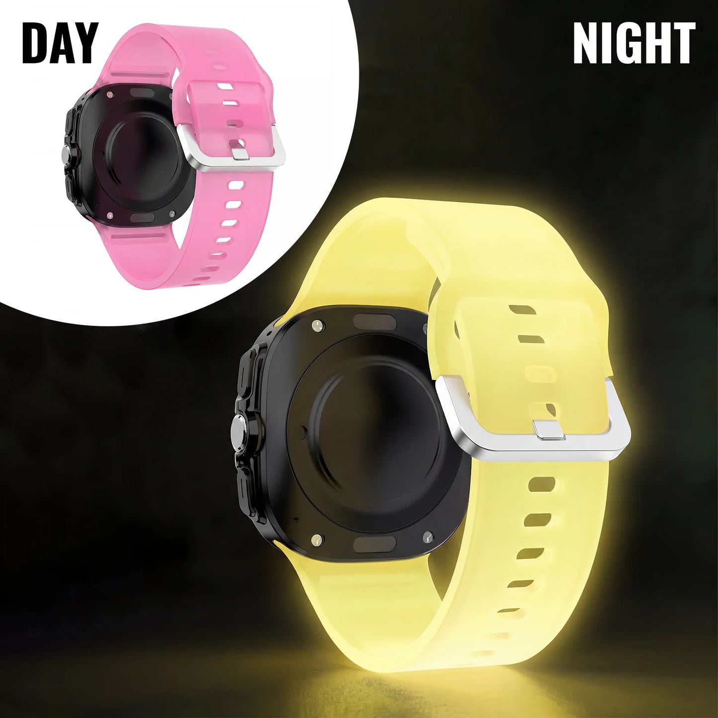Solid Color Luminous Silicone Watch Strap, Compatible with Samsung Galaxy Watch Ultra 47mm, Unisex Replacement Band