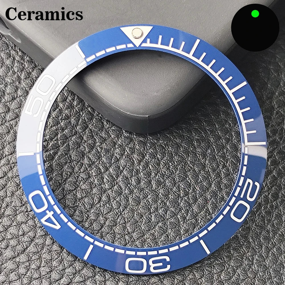 Insert de lunette incliné en céramique/aluminium 41.5mm x 32.7mm, adapté au remplacement de lunette de montre pour hommes, accessoires de montre